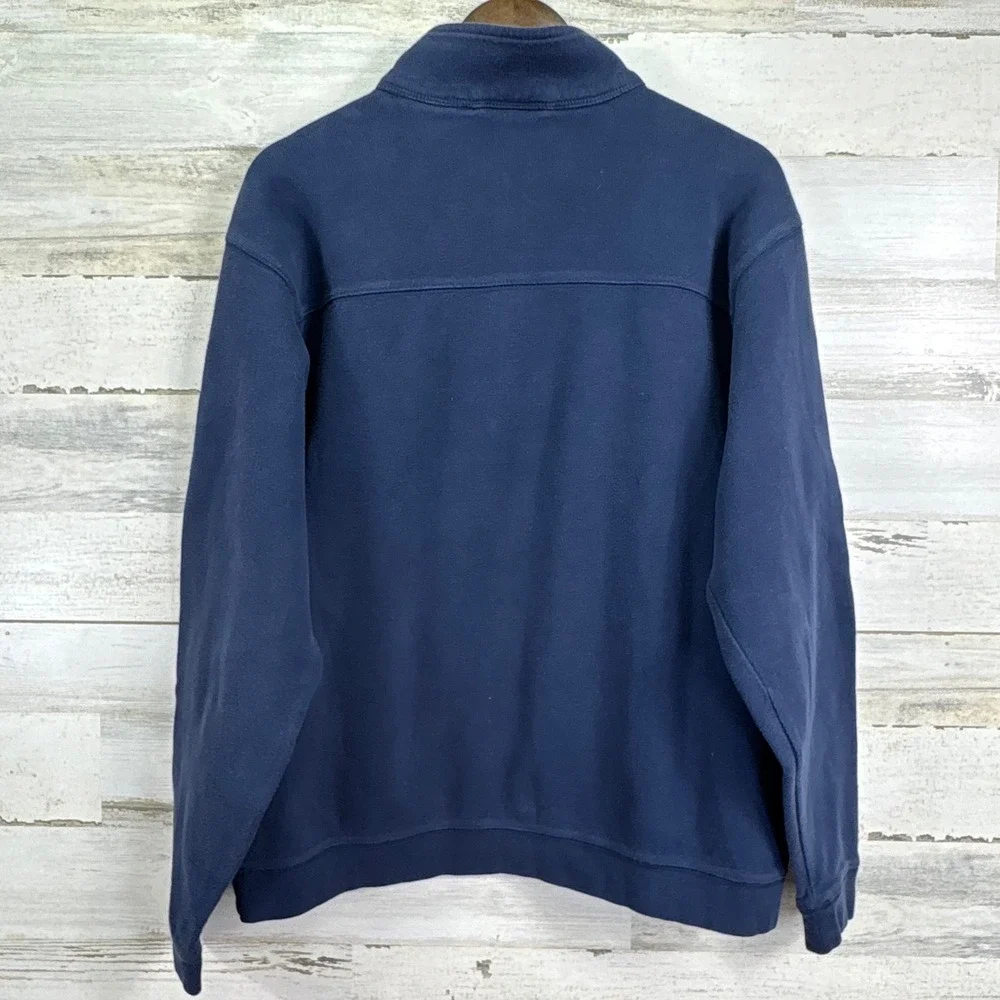 Wolverine Mens Navy‎ Blue 100% Cotton Quarter Zip Sweatshirt Mock Neck Large